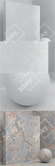 Seamless Coating Material - Concrete, Plaster Set 3D model image 2