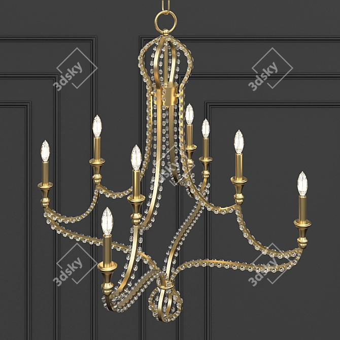 Elegant 8-Light Artisan Chandelier 3D model image 2