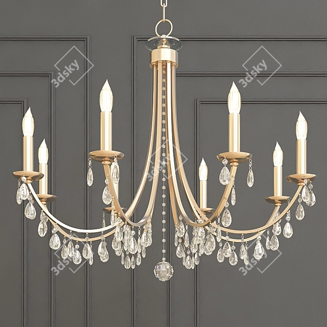 Antiqued Gold 8-Light Chandelier 3D model image 1