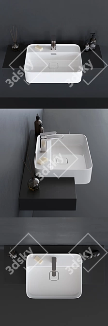 Strada II T2993: Stylish Semi-Inset Ceramic Washbasin 3D model image 2