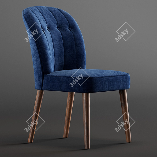 Luxe Blue Velvet Dining Chairs 3D model image 1