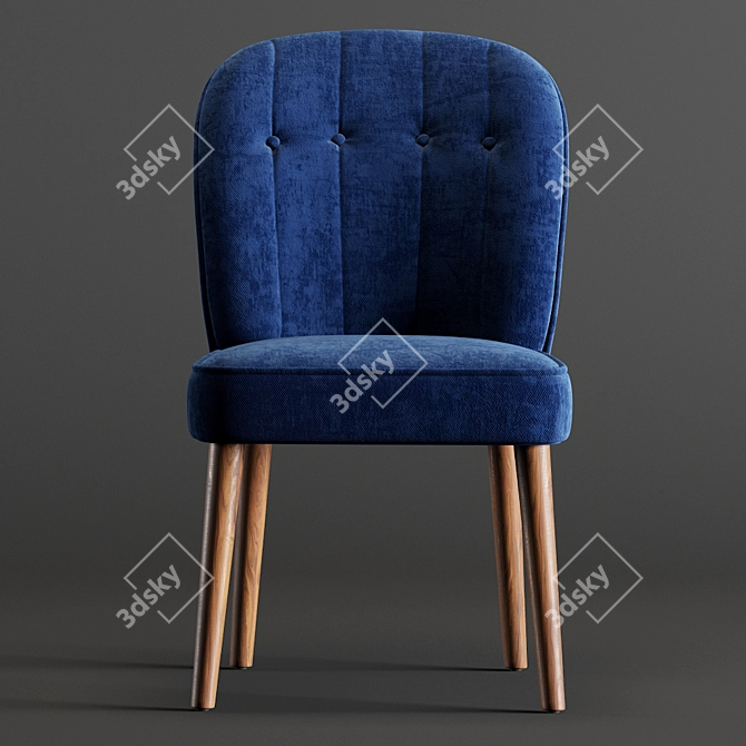 Luxe Blue Velvet Dining Chairs 3D model image 2