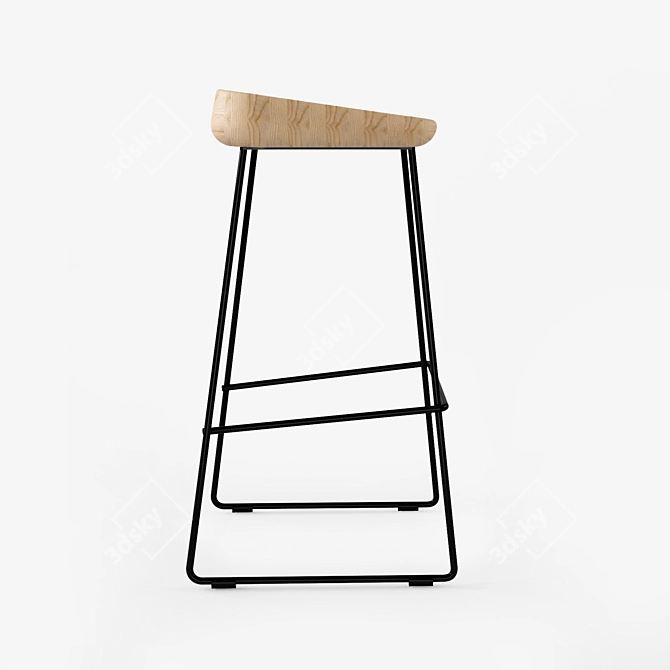 Sleek and Sturdy Wave Bar Stool 3D model image 2