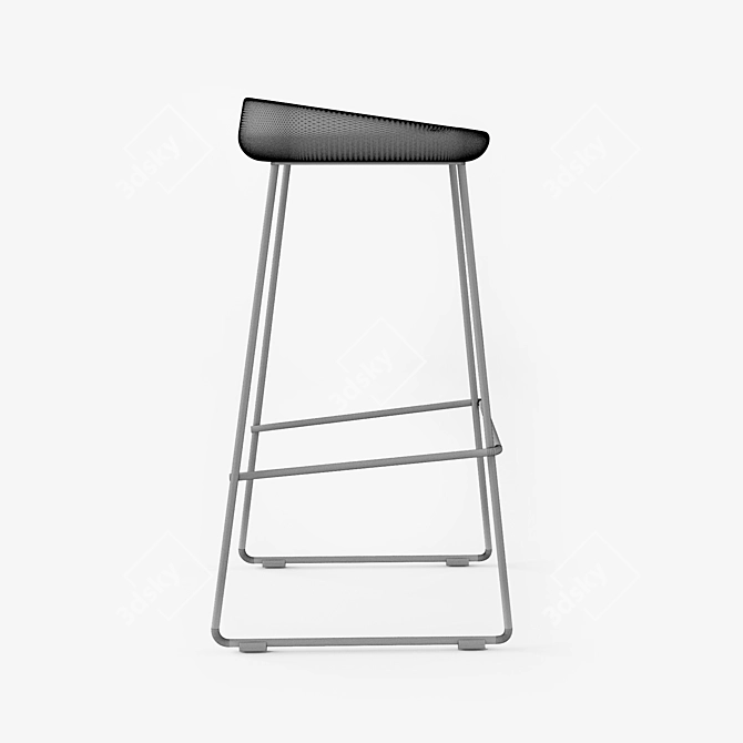 Sleek and Sturdy Wave Bar Stool 3D model image 3