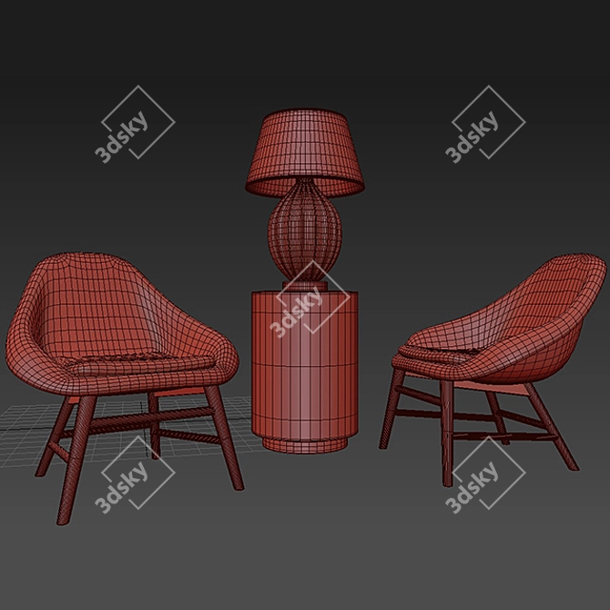 Modern Chic  Crosby Side Table & Mylo Chair 3D model image 3