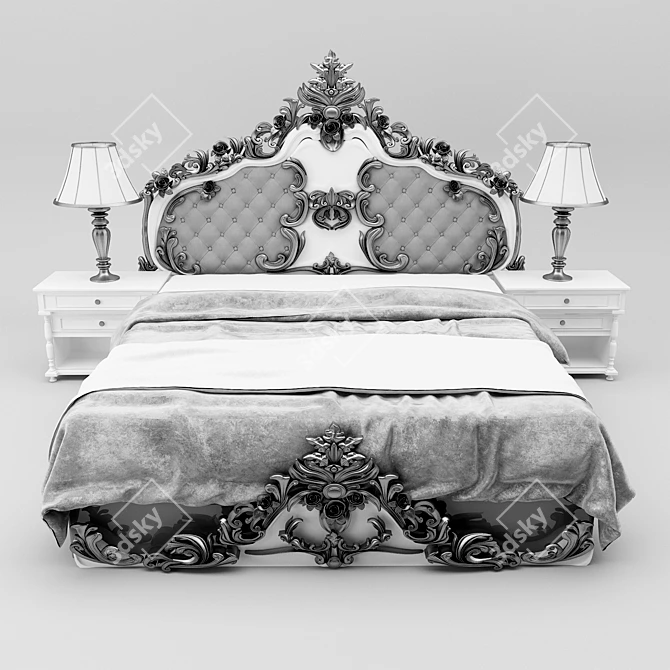 Elegant Classic Luxury Bed 3D model image 3