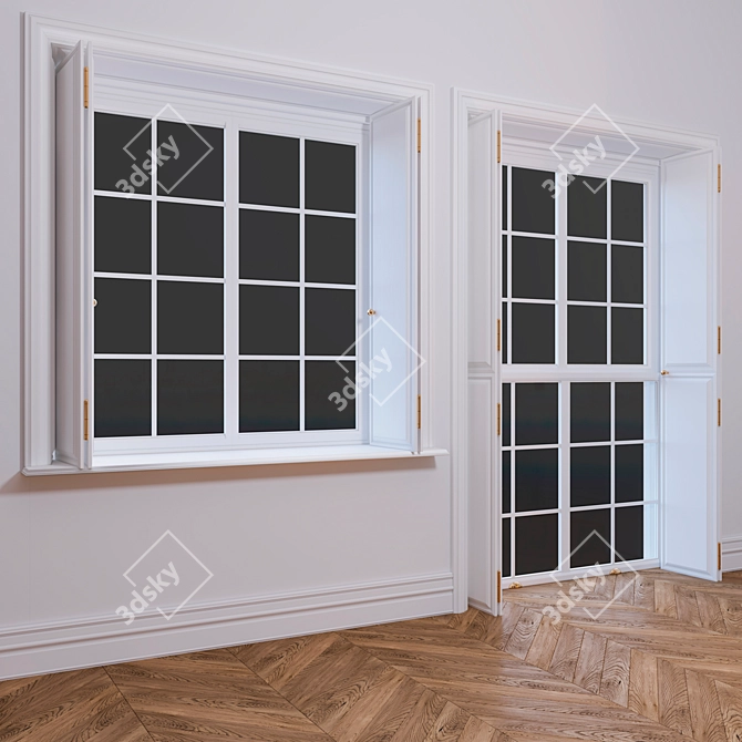 Elegant Classic Window Set 3D model image 2