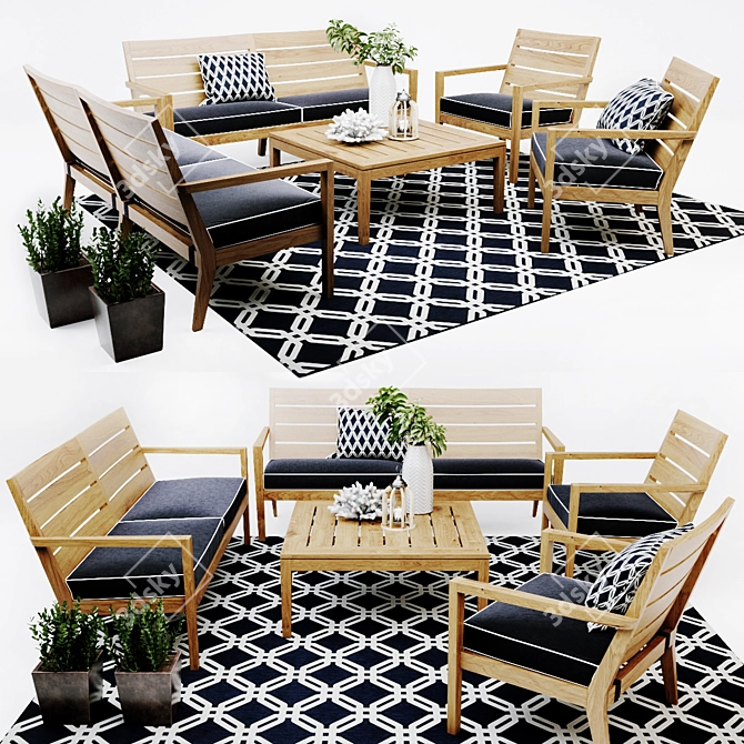 Regatta Natural Lounge Set - Relax in Style 3D model image 1