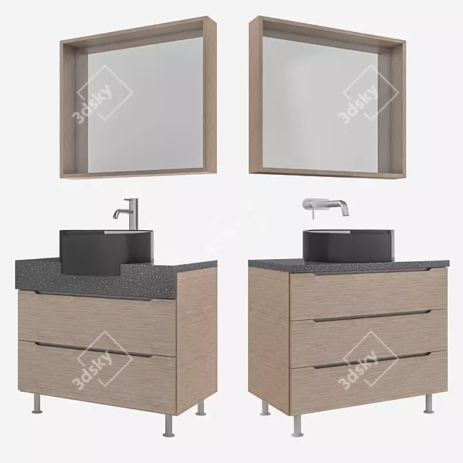 Modern Ceramic Bathroom Sink 3D model image 2