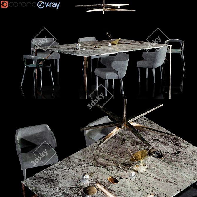 Luxury Henge Saetta Table Set 3D model image 2