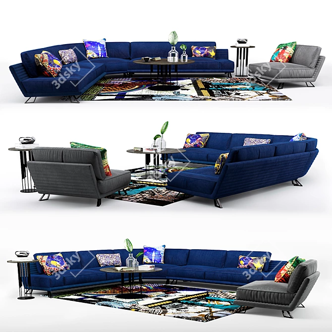 Modern Vision Set: Sofa, Armchair, Rug, Tables 3D model image 1