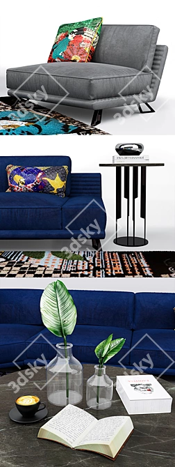 Modern Vision Set: Sofa, Armchair, Rug, Tables 3D model image 2