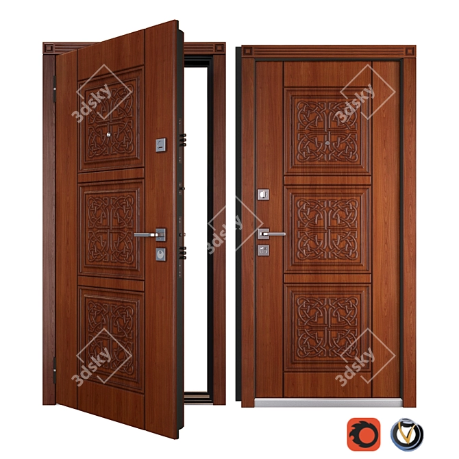 Etna Light SteelGuard: Secure & Stylish Entrance Door 3D model image 1