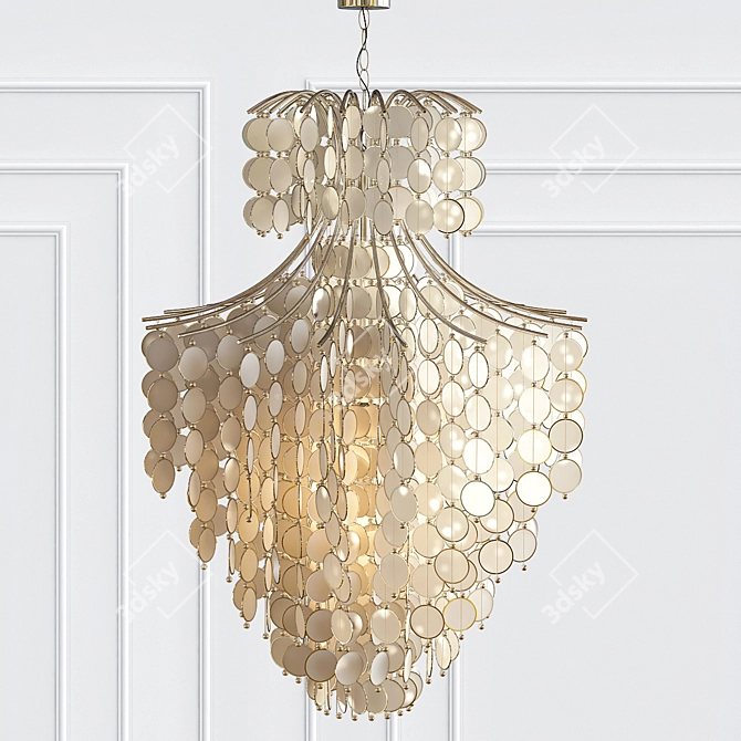 Title: Elegant Cascading Capiz Chandelier 3D model image 1