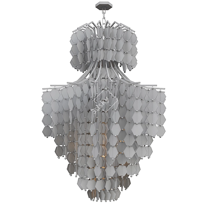 Title: Elegant Cascading Capiz Chandelier 3D model image 2