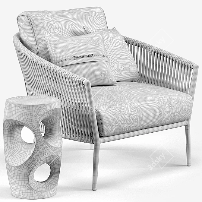 Catalina Outdoor Lounge Chair + Cosmo Side End Table Set 3D model image 3