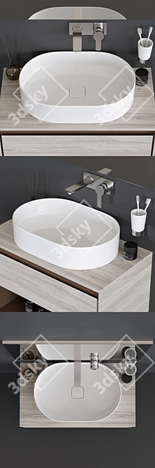 Modern Lacquered Vanity Unit with Drawers - Connect Air 3D model image 2