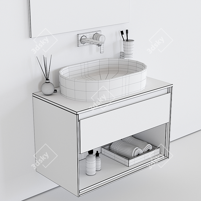 Modern Lacquered Vanity Unit with Drawers - Connect Air 3D model image 3