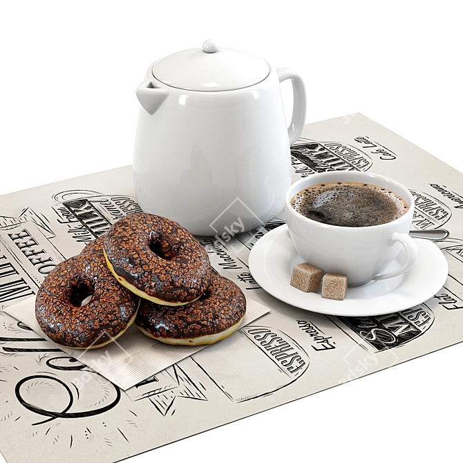 Coffee & Donuts 3D Set 3D model image 1