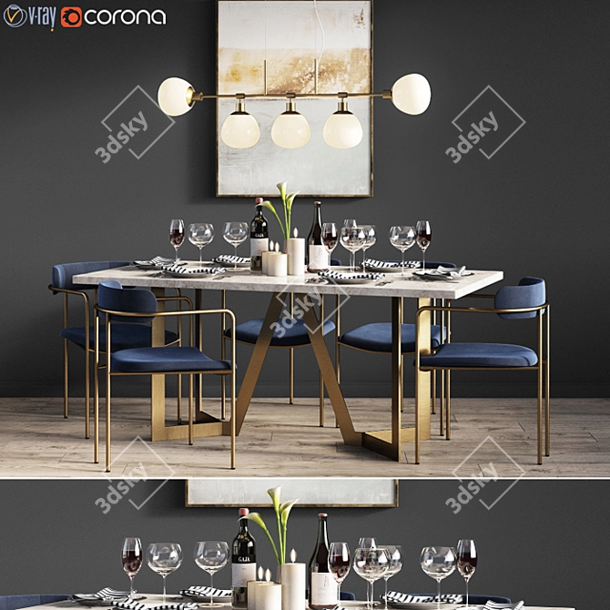 Elegant Lenox Dining Set 3D model image 1