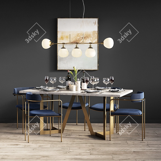 Elegant Lenox Dining Set 3D model image 2