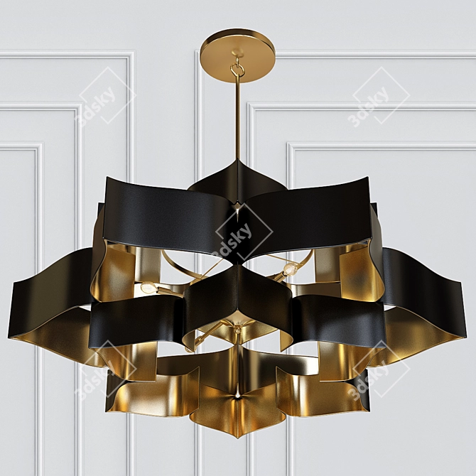 Elegant Midnight Blossom Chandelier 3D model image 1