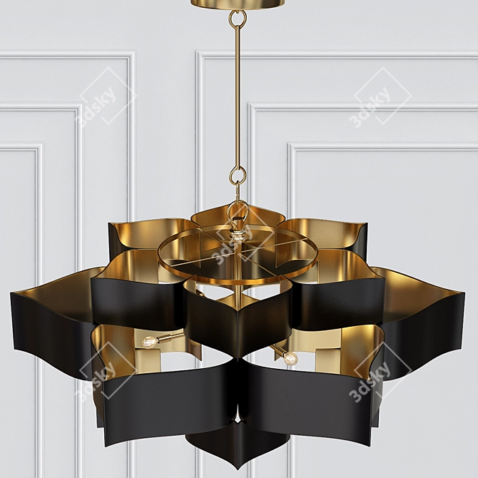 Elegant Midnight Blossom Chandelier 3D model image 2