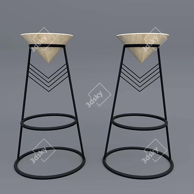 Geometric Leg Bar Stool 3D model image 1