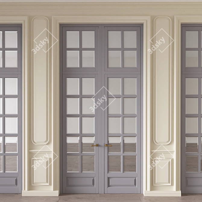 Elegant Wall Moulding Doors - Vray & Corona 3D model image 1