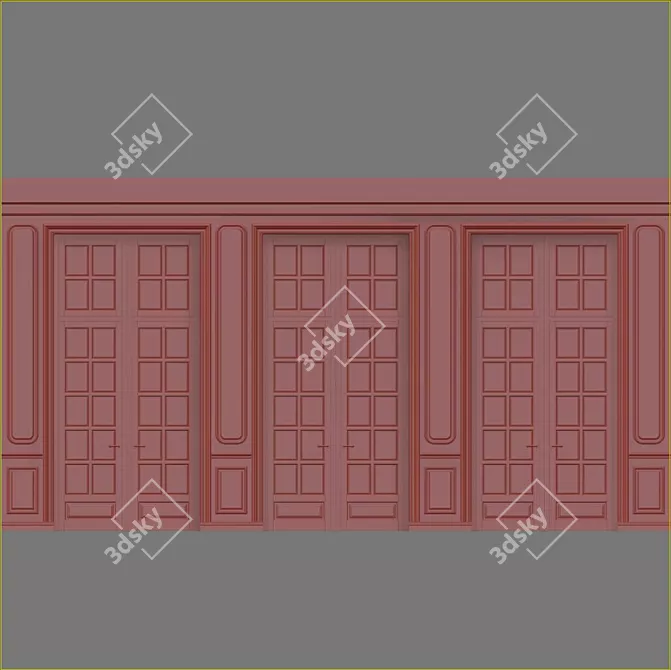 Elegant Wall Moulding Doors - Vray & Corona 3D model image 2