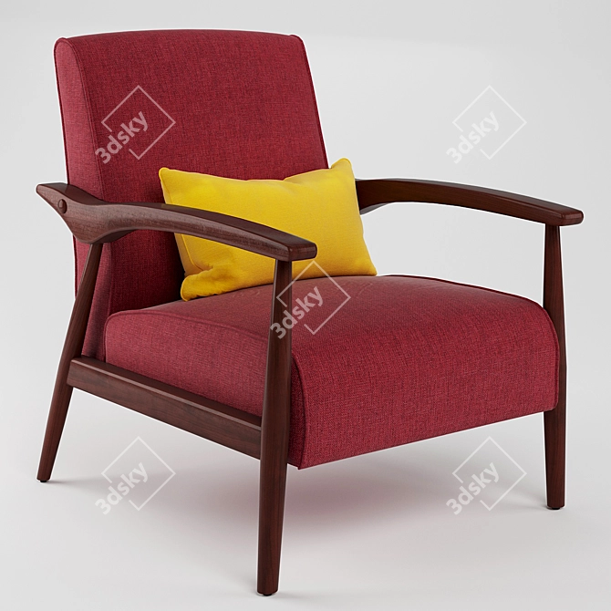 Modern Pimento Armchair - Retro Mid-Century Style 3D model image 1