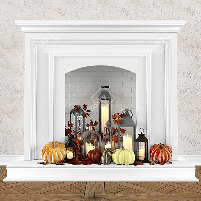 Elegant Fireplace Set 3D model image 1