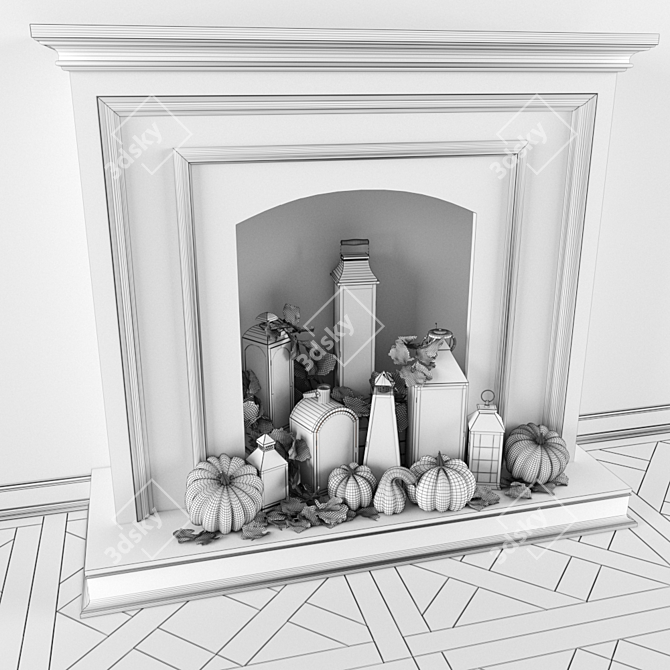 Elegant Fireplace Set 3D model image 3