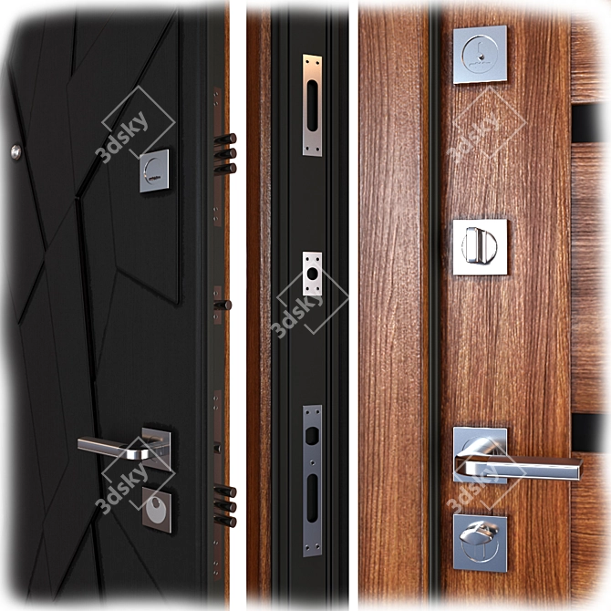 Modern Metal Front Door: Stylish Security Solution 3D model image 2