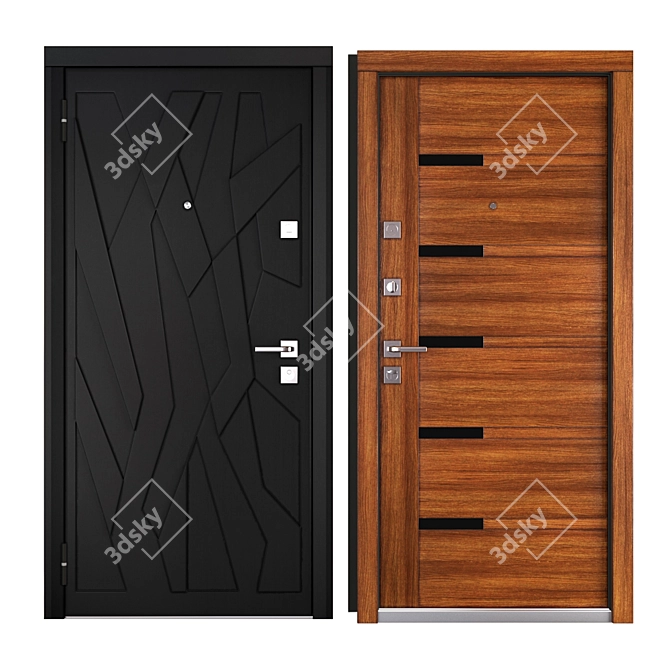 Modern Metal Front Door: Stylish Security Solution 3D model image 3