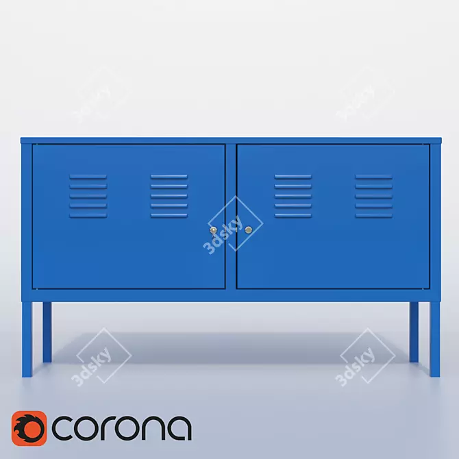 Functional Scandinavian Blue Cabinet 3D model image 1