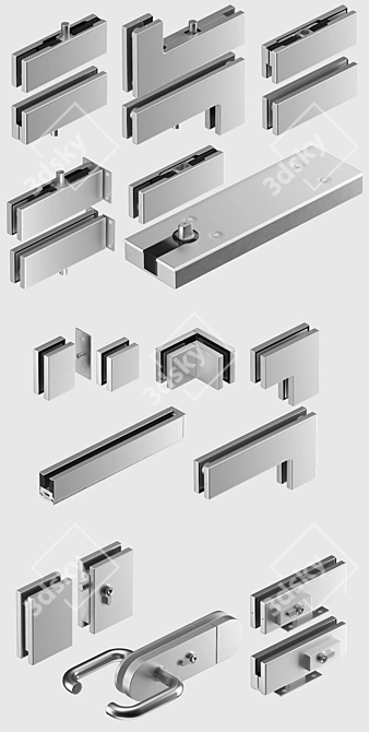 Transparent Elegance: Glass Partitions & Doors 3D model image 2