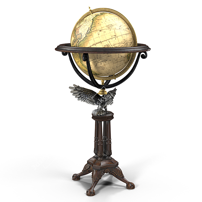 Vintage World Globe 3D model image 2