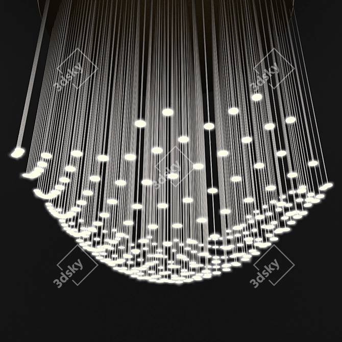 Sleek Glass Modern Chandelier 3D model image 2