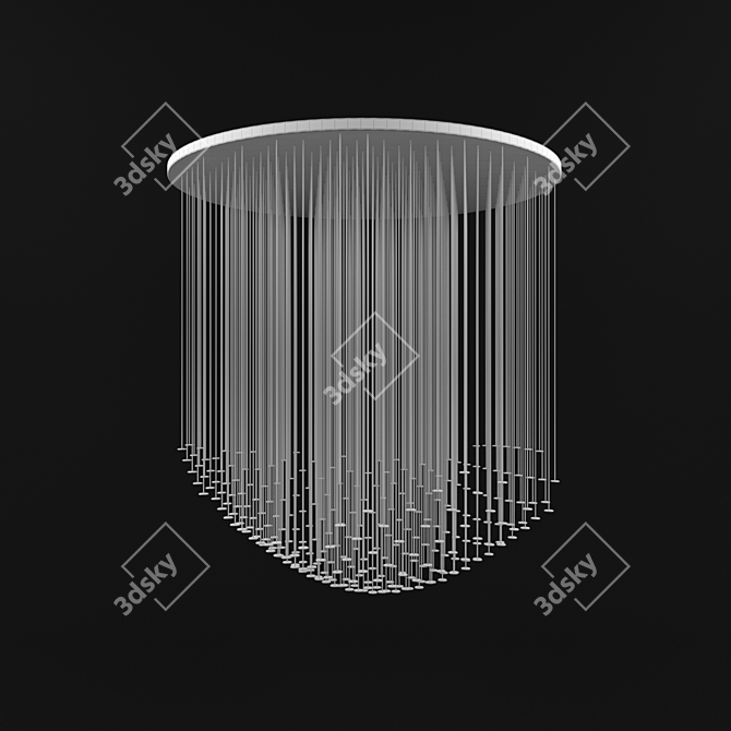 Sleek Glass Modern Chandelier 3D model image 3