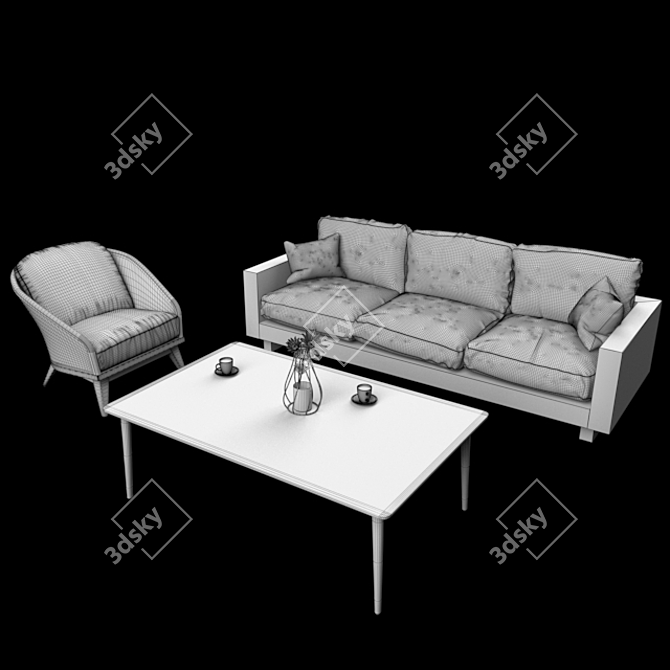 Modern Leather Sofa - FBX & OBJ Files 3D model image 3