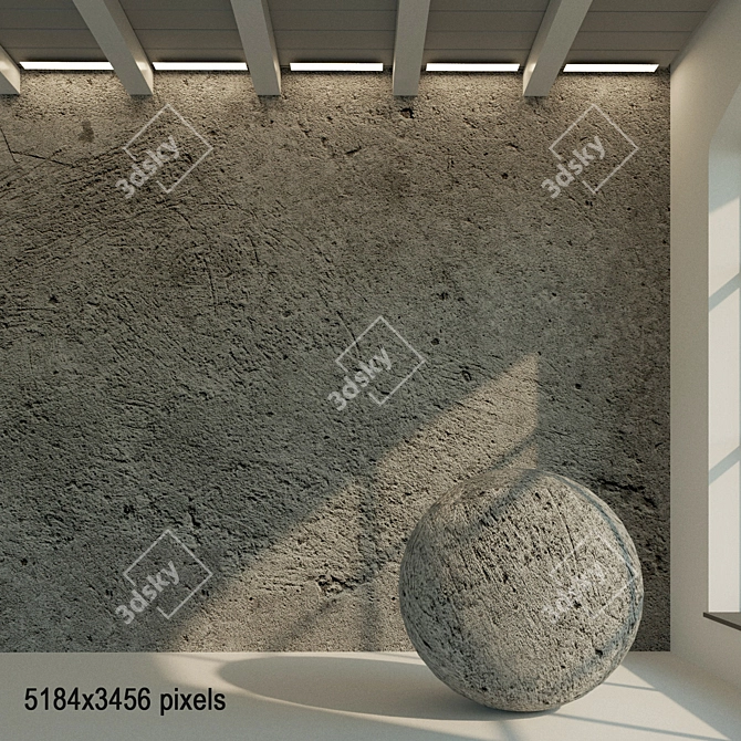 Vintage Concrete Wall Texture 3D model image 1