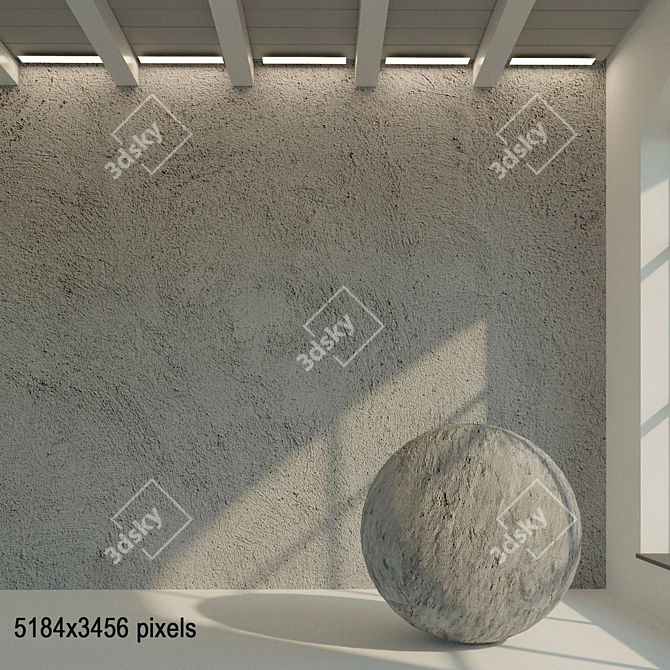 Title: Aged Concrete Wall with Rough Plaster 3D model image 1