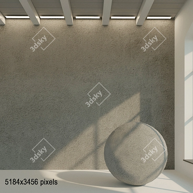 Rustic Grey Concrete Wall 3D model image 1