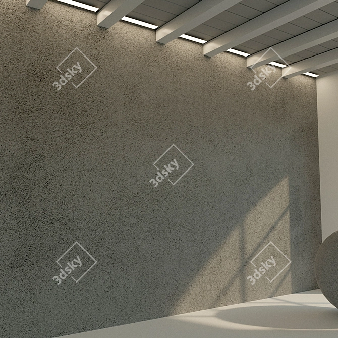 Rustic Grey Concrete Wall 3D model image 2