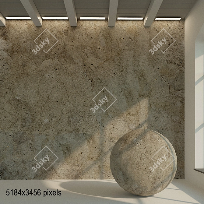 Title: Vintage Concrete Wall with Old Plaster 3D model image 1