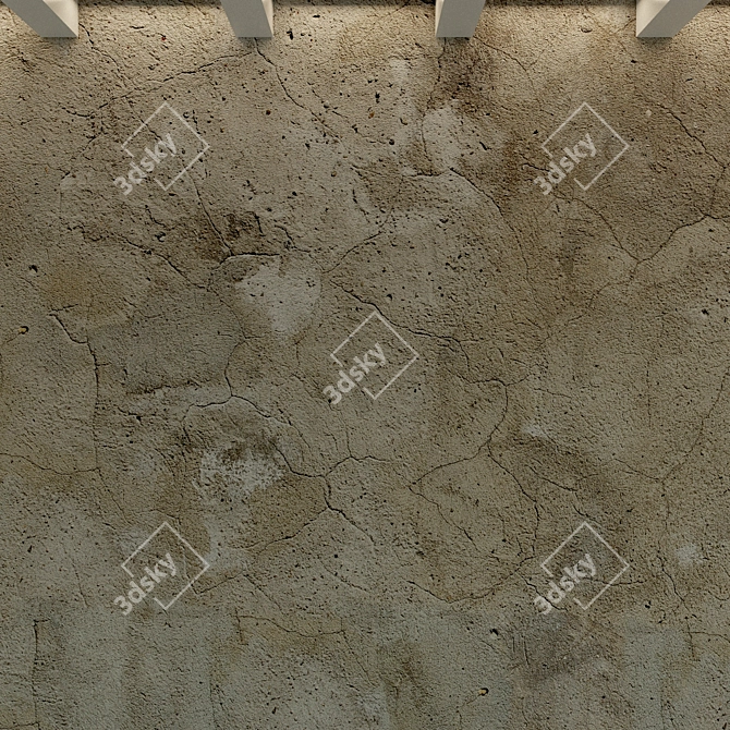 Title: Vintage Concrete Wall with Old Plaster 3D model image 3