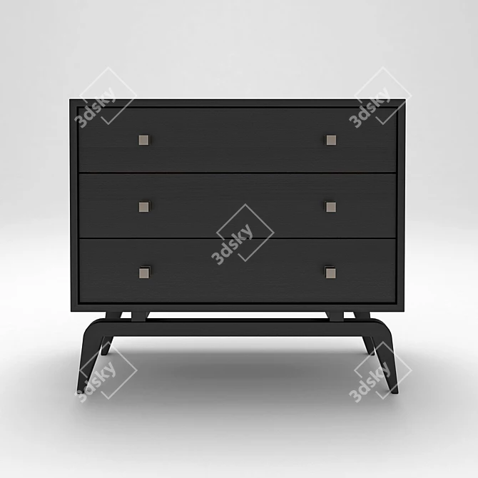 Modern Black Lacquer Chest - Furnitera 3D model image 1