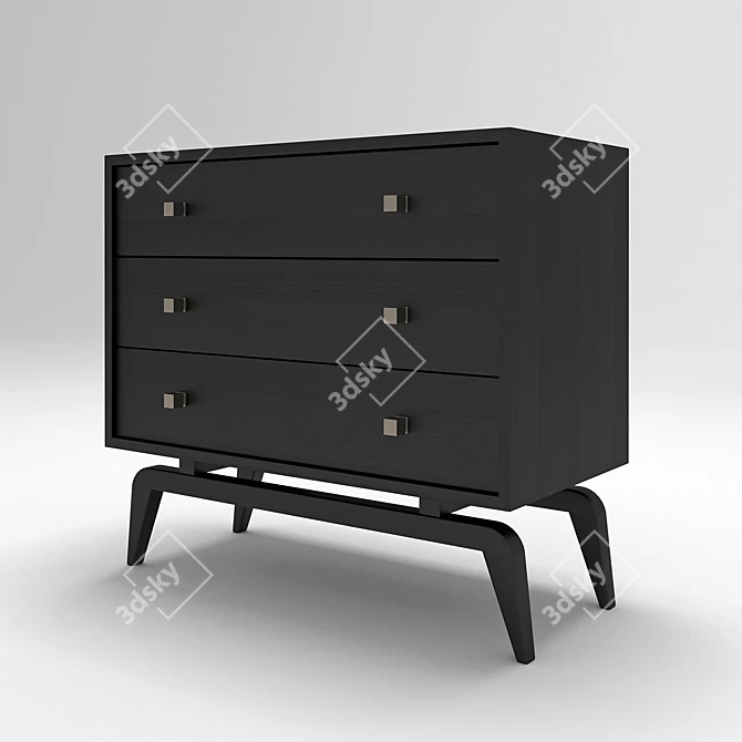 Modern Black Lacquer Chest - Furnitera 3D model image 2