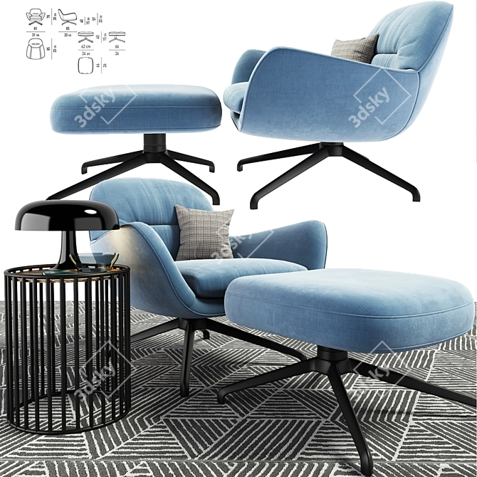 Luxury Minotti Jensen Armchair Set with Carpet 3D model image 1